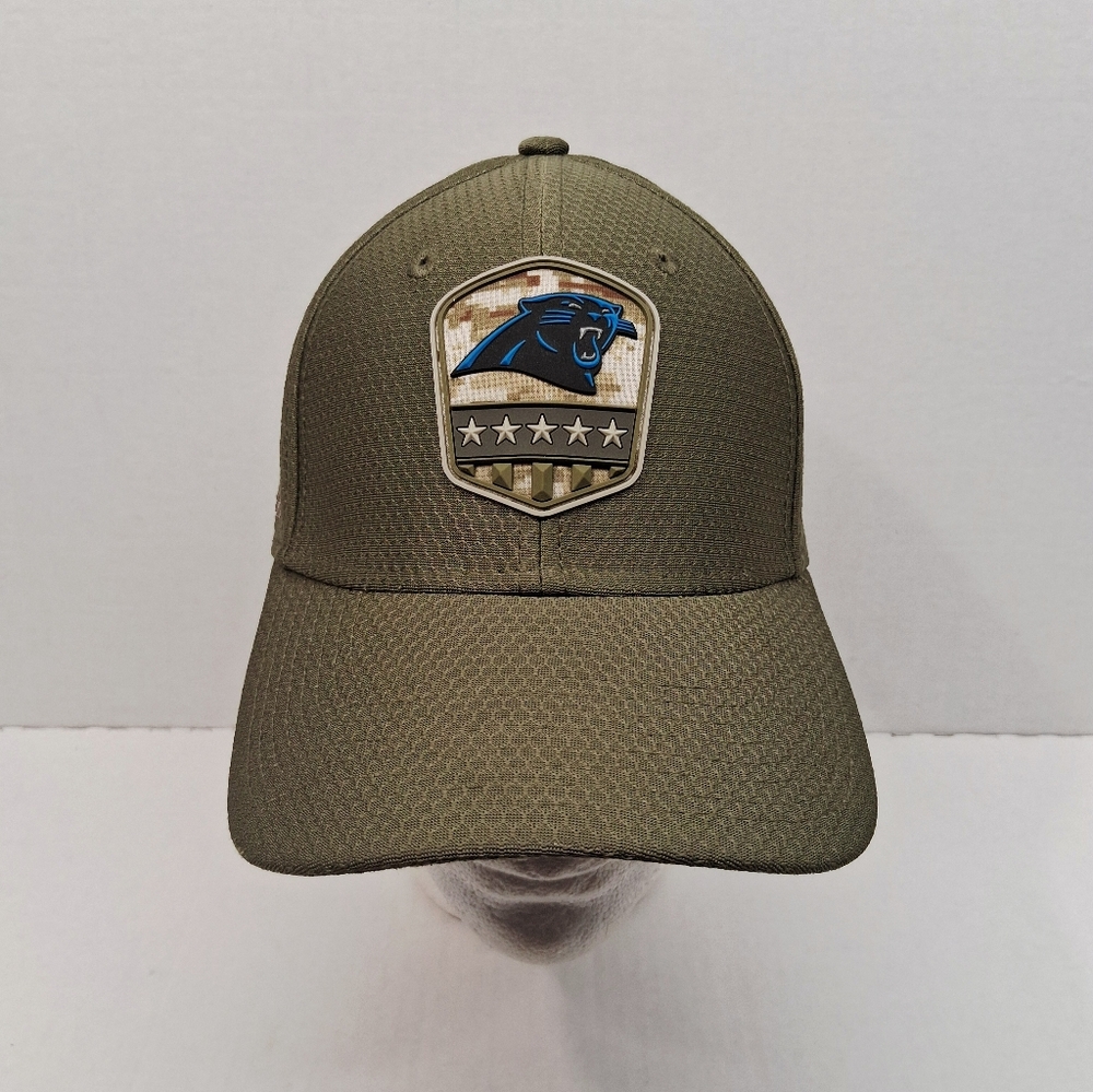Carolina Panthers New Era 39thirty Olive Military NFL Sm/Med Flex Cap Hat NWOT